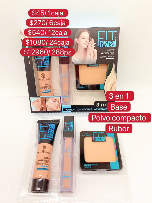 3 en 1 Base, Polvo Compacto, Rubor